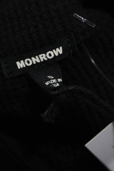 Monrow Women Black Collared Cotton Blend Cardigan Button Long Sleeve Size S