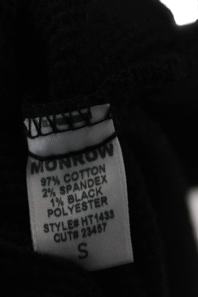 Monrow Women Black Collared Cotton Blend Cardigan Button Long Sleeve Size S