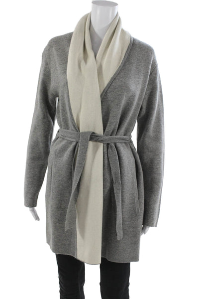 Raffi Women Wool Blend V Neck Cardigan Gray Long Sleeve Size S