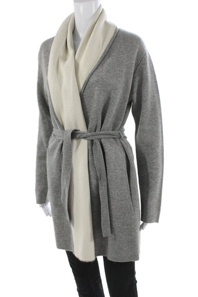 Raffi Women Wool Blend V Neck Cardigan Gray Long Sleeve Size S