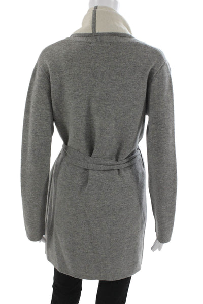 Raffi Women Wool Blend V Neck Cardigan Gray Long Sleeve Size S
