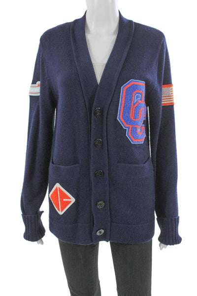Opening Ceremony Unisex Adults Cardigan Blue Wool Blend Collared Size S