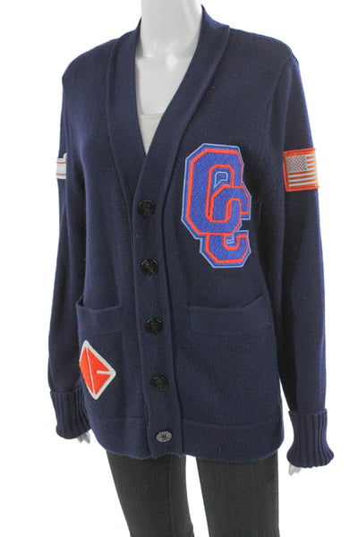 Opening Ceremony Unisex Adults Cardigan Blue Wool Blend Collared Size S