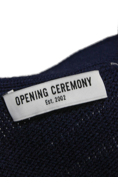 Opening Ceremony Unisex Adults Cardigan Blue Wool Blend Collared Size S