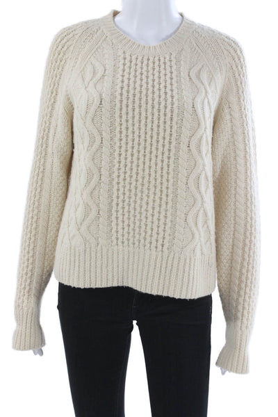 Re/Done Womens Pullover Ivory 100% Wool Crew Neck Size S