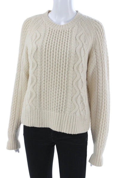 Re/Done Womens Pullover Ivory 100% Wool Crew Neck Size S
