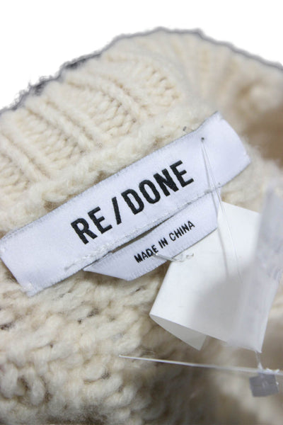Re/Done Womens Pullover Ivory 100% Wool Crew Neck Size S