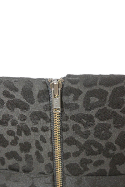 Michelle Mason Women Cropped One Shoulder Animal Print Tank Black Zip Size 4