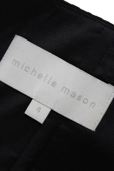 Michelle Mason Women Cropped One Shoulder Animal Print Tank Black Zip Size 4