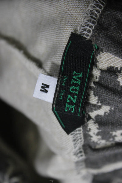 Muze Women Cargo Pants Multicolor Linen Blend Geometric Pull On Size M