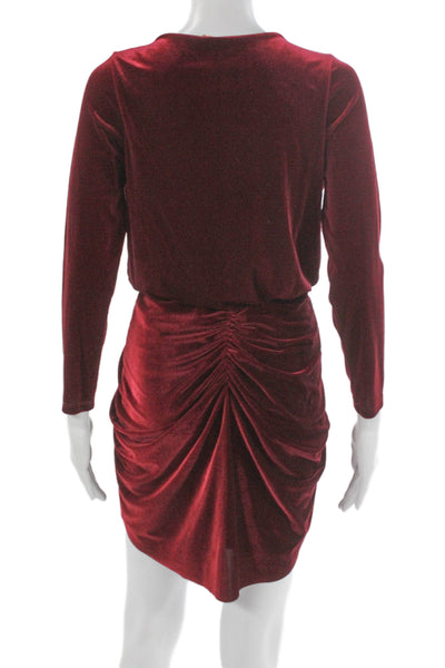 Misa Womens Wrap Dress Red V Neck Long Sleeve Short Polyester Size S