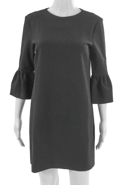 Zara Women Shift Dress Black 3/4 Sleeve Round Neck Polyester Size S