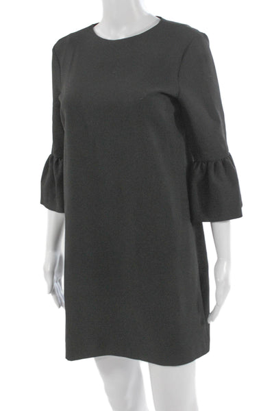 Zara Women Shift Dress Black 3/4 Sleeve Round Neck Polyester Size S