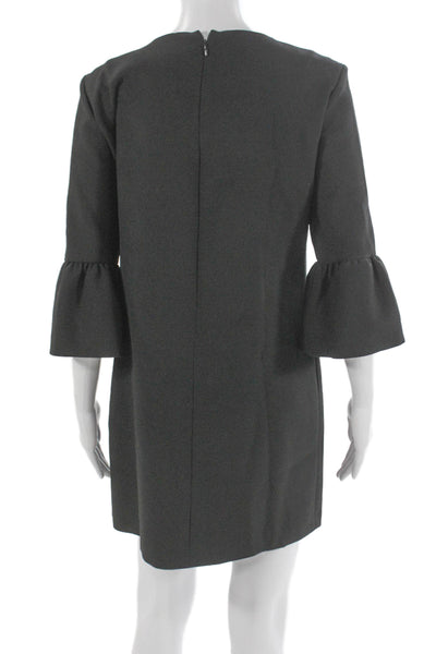 Zara Women Shift Dress Black 3/4 Sleeve Round Neck Polyester Size S