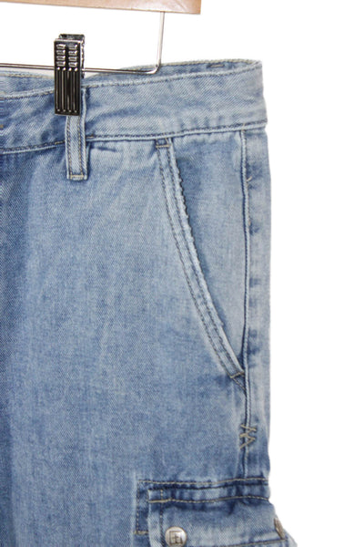 Ksubi Unisex Wide Leg Jeans Blue High Rise Cotton Size 25