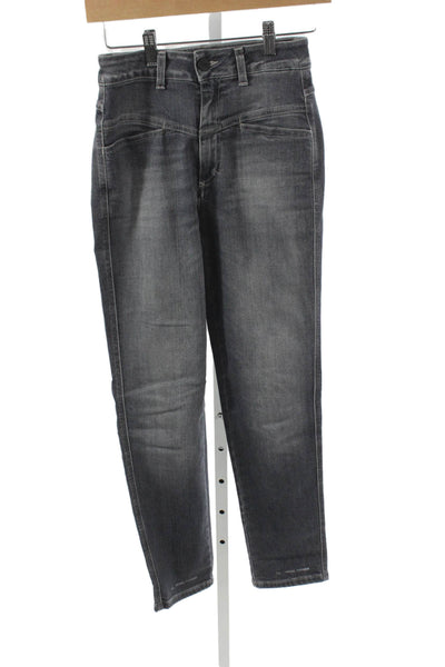 Closed Womens Tapered Gray Cotton Jeans Mid Rise Button Size 40