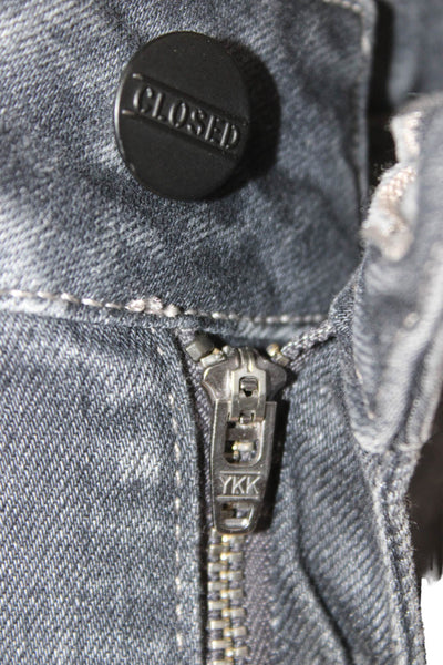 Closed Womens Tapered Gray Cotton Jeans Mid Rise Button Size 40