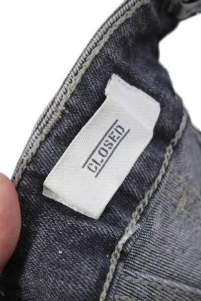 Closed Womens Tapered Gray Cotton Jeans Mid Rise Button Size 40