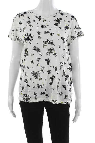 Proenza Schouler Women Floral Cotton Crew Neck Basic T Shirt Multicolor Size M
