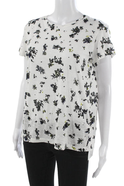 Proenza Schouler Women Floral Cotton Crew Neck Basic T Shirt Multicolor Size M