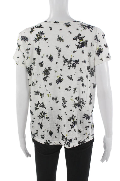 Proenza Schouler Women Floral Cotton Crew Neck Basic T Shirt Multicolor Size M