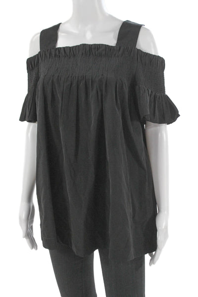 Dries Van Noten Women Tunic Black Off Shoulder Short Sleeve Zip Size 36