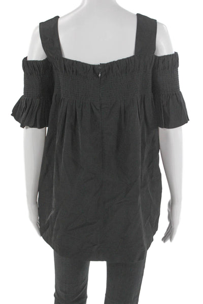Dries Van Noten Women Tunic Black Off Shoulder Short Sleeve Zip Size 36