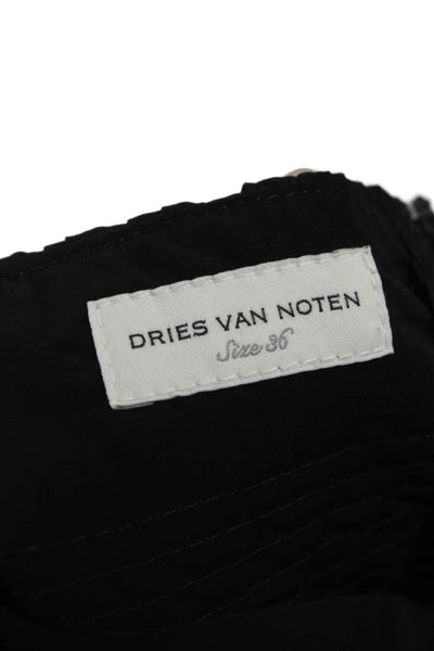 Dries Van Noten Women Tunic Black Off Shoulder Short Sleeve Zip Size 36
