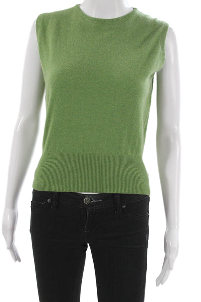 Carolyn Rowan Womens Cashmere Cardigan Green Hearts Long Sleeve Size L