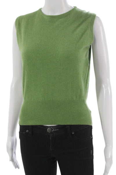 Carolyn Rowan Womens Cashmere Cardigan Green Hearts Long Sleeve Size L
