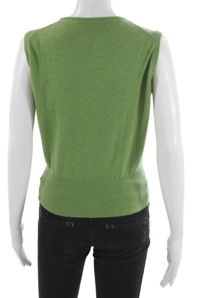 Carolyn Rowan Womens Cashmere Cardigan Green Hearts Long Sleeve Size L