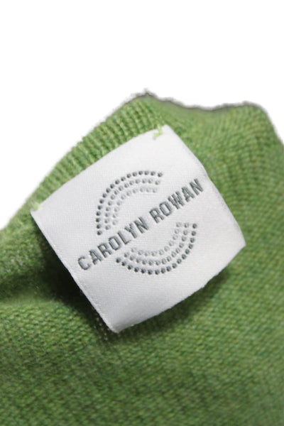 Carolyn Rowan Womens Cashmere Cardigan Green Hearts Long Sleeve Size L