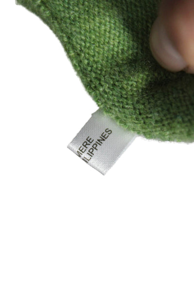 Carolyn Rowan Womens Cashmere Cardigan Green Hearts Long Sleeve Size L