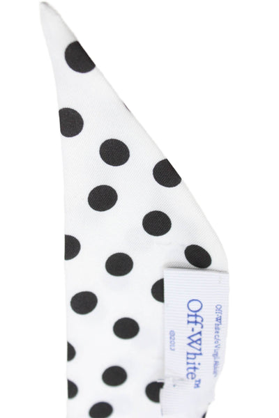 Off White Mens Polka Dot Ascot Tie White Black