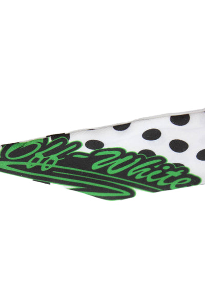 Off White Mens Polka Dot Ascot Tie White Black