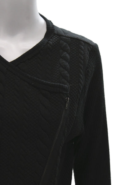 Lola & Sophie Unisex Black V-Neck Zip Pullover Sweater Long Sleeve Size L