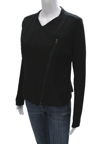 Lola & Sophie Unisex Black V-Neck Zip Pullover Sweater Long Sleeve Size L
