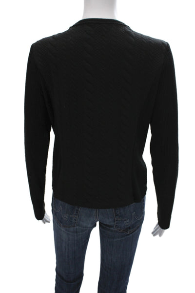 Lola & Sophie Unisex Black V-Neck Zip Pullover Sweater Long Sleeve Size L