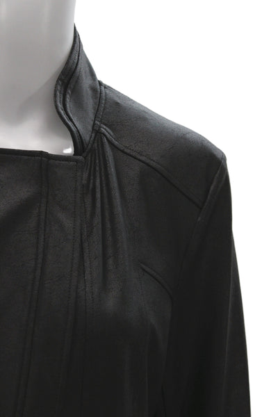 Clara Sun Woo Women Black Mock Neck Zip Polyester Long Sleeve Jacket Size L