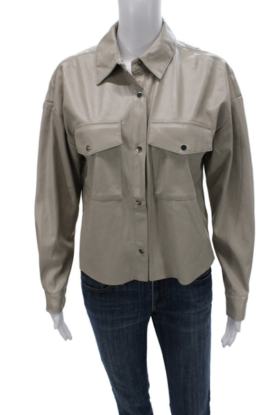 philosophy Womens Military Jacket Gray Collared Petite Long Sleeve Size S