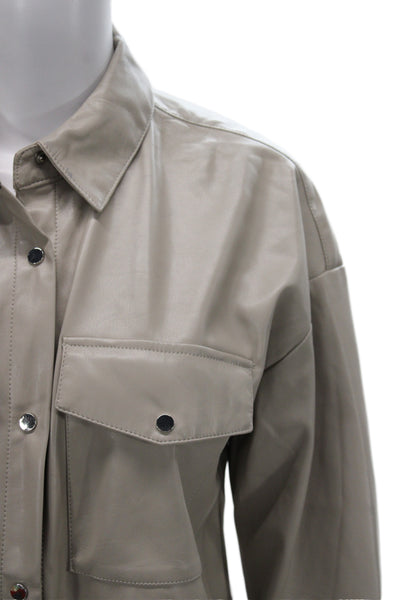 philosophy Womens Military Jacket Gray Collared Petite Long Sleeve Size S