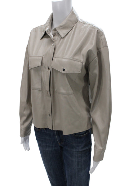 philosophy Womens Military Jacket Gray Collared Petite Long Sleeve Size S