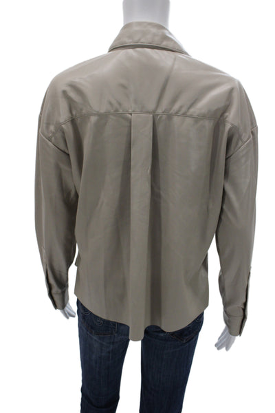 philosophy Womens Military Jacket Gray Collared Petite Long Sleeve Size S