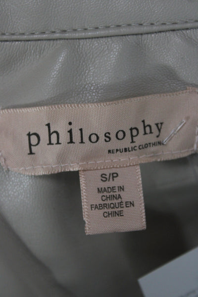 philosophy Womens Military Jacket Gray Collared Petite Long Sleeve Size S