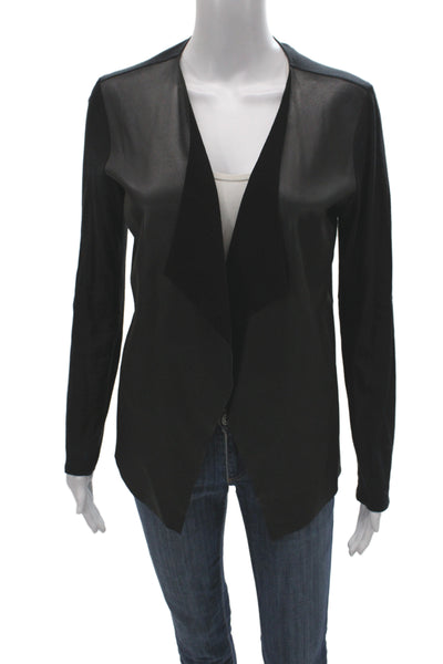 Michael Stars Womens Black Supima V Neck Long Sleeve Jacket Size L