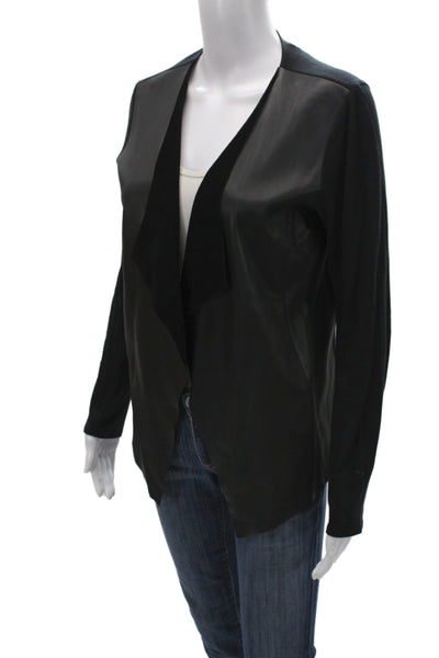 Michael Stars Womens Black Supima V Neck Long Sleeve Jacket Size L