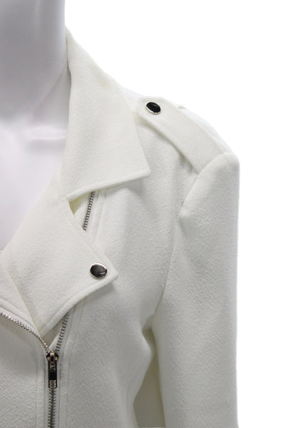 Generation Love Womens Biker Motorcycle Jacket White Snap Long Sleeve Size L