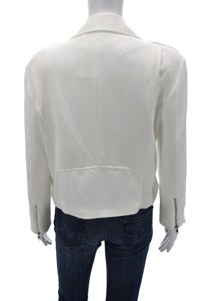 Generation Love Womens Biker Motorcycle Jacket White Snap Long Sleeve Size L