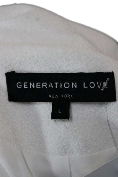 Generation Love Womens Biker Motorcycle Jacket White Snap Long Sleeve Size L