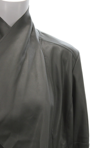 Bagatelle Womens Dark Gray Polyurethane Jacket Zip High Neck Long Sleeve Size M